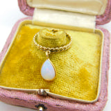 9ct Yellow Gold & Opal Drop Set Band Ring Vintage c1970 Size O UK