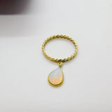 9ct Yellow Gold & Opal Drop Set Band Ring Vintage c1970 Size O UK