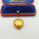 Heart Double Locket Pendant English Chester 9ct Gold Antique 1911 Art Deco