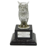 Cast Sterling Silver Owl on Plinth Base 'Owl Award, 1985' Vintage London 1981