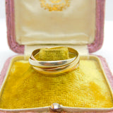 Large 9ct Tri-Colour Gold Russian Wedding Ring Vintage 1982 London Size X UK