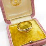 Large 9ct Tri-Colour Gold Russian Wedding Ring Vintage 1982 London Size X UK