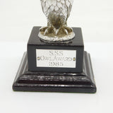 Cast Sterling Silver Owl on Plinth Base 'Owl Award, 1985' Vintage London 1981