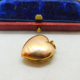 Heart Double Locket Pendant English Chester 9ct Gold Antique 1911 Art Deco