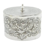 George III Sterling Silver Floral Embossed Tea Caddy Antique 1777 London