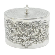 George III Sterling Silver Floral Embossed Tea Caddy Antique 1777 London