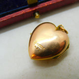 Heart Double Locket Pendant English Chester 9ct Gold Antique 1911 Art Deco