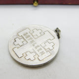 Victorian Sterling Silver Bethlehem Cross 'Puer Jesus' Fob Pendant c1890 Antique