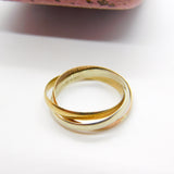 Large 9ct Tri-Colour Gold Russian Wedding Ring Vintage 1982 London Size X UK