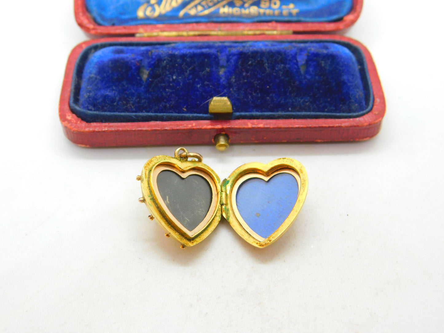 Heart Double Locket Pendant English Chester 9ct Gold Antique 1911 Art Deco