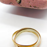 Large 9ct Tri-Colour Gold Russian Wedding Ring Vintage 1982 London Size X UK