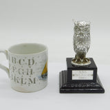 Cast Sterling Silver Owl on Plinth Base 'Owl Award, 1985' Vintage London 1981