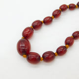 Graduated Cherry Amber Bakelite Necklace Sterling Silver Clasp 20" Length