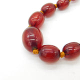 Graduated Cherry Amber Bakelite Necklace Sterling Silver Clasp 20" Length