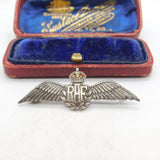WWII Sterling Silver & Enamel RAF Wings Sweetheart Brooch c1940 Antique