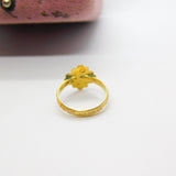 Victorian 15ct Yellow Gold & Turquoise Set Flower Ring Antique c1900 Small