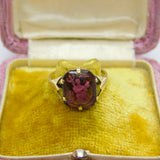 9ct Gold & Carved Purple Glass Intaglio of Neptune Antique c1920 Art Deco