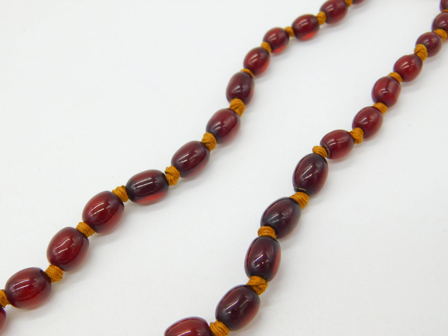 Graduated Cherry Amber Bakelite Necklace Sterling Silver Clasp 20" Length