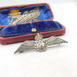 WWII Sterling Silver & Enamel RAF Wings Sweetheart Brooch c1940 Antique