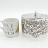 George III Sterling Silver Floral Embossed Tea Caddy Antique 1777 London