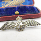 WWII Sterling Silver & Enamel RAF Wings Sweetheart Brooch c1940 Antique