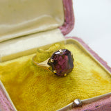9ct Gold & Carved Purple Glass Intaglio of Neptune Antique c1920 Art Deco