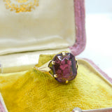 9ct Gold & Carved Purple Glass Intaglio of Neptune Antique c1920 Art Deco