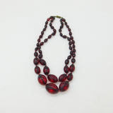 Graduated Faceted Cherry Amber Bakelite Double Strand Necklace Antique c1920
