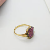 9ct Gold & Carved Purple Glass Intaglio of Neptune Antique c1920 Art Deco