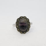 Sterling Silver, Derbyshire Blue John & Marcasite Dress Ring Antique c1930 Deco