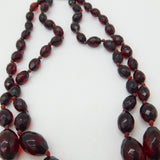 Graduated Faceted Cherry Amber Bakelite Double Strand Necklace Antique c1920