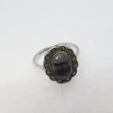 Sterling Silver, Derbyshire Blue John & Marcasite Dress Ring Antique c1930 Deco