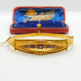 Pink Tourmaline & 0.25ct Diamond 9ct Gold Bangle Bracelet Chester Antique 1912