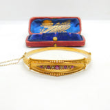 Pink Tourmaline & 0.25ct Diamond 9ct Gold Bangle Bracelet Chester Antique 1912