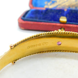 Pink Tourmaline & 0.25ct Diamond 9ct Gold Bangle Bracelet Chester Antique 1912