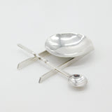Modernist Sterling Silver Tasting Bowl & Spoon Set Vintage 1992 Sheffield