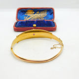 Pink Tourmaline & 0.25ct Diamond 9ct Gold Bangle Bracelet Chester Antique 1912