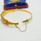 Pink Tourmaline & 0.25ct Diamond 9ct Gold Bangle Bracelet Chester Antique 1912