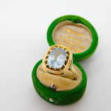 14ct Yellow Gold Cushion Cut Topaz Dress Ring Vintage c1970