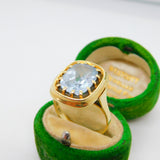 14ct Yellow Gold Cushion Cut Topaz Dress Ring Vintage c1970