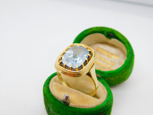 14ct Yellow Gold Cushion Cut Topaz Dress Ring Vintage c1970