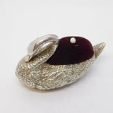 Sterling Silver Novelty Swan Form Pin Cushion Vintage 1981 London