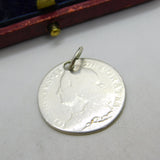 King George II Sterling Silver Sixpence Coin Charm Pendant 1731 Antique