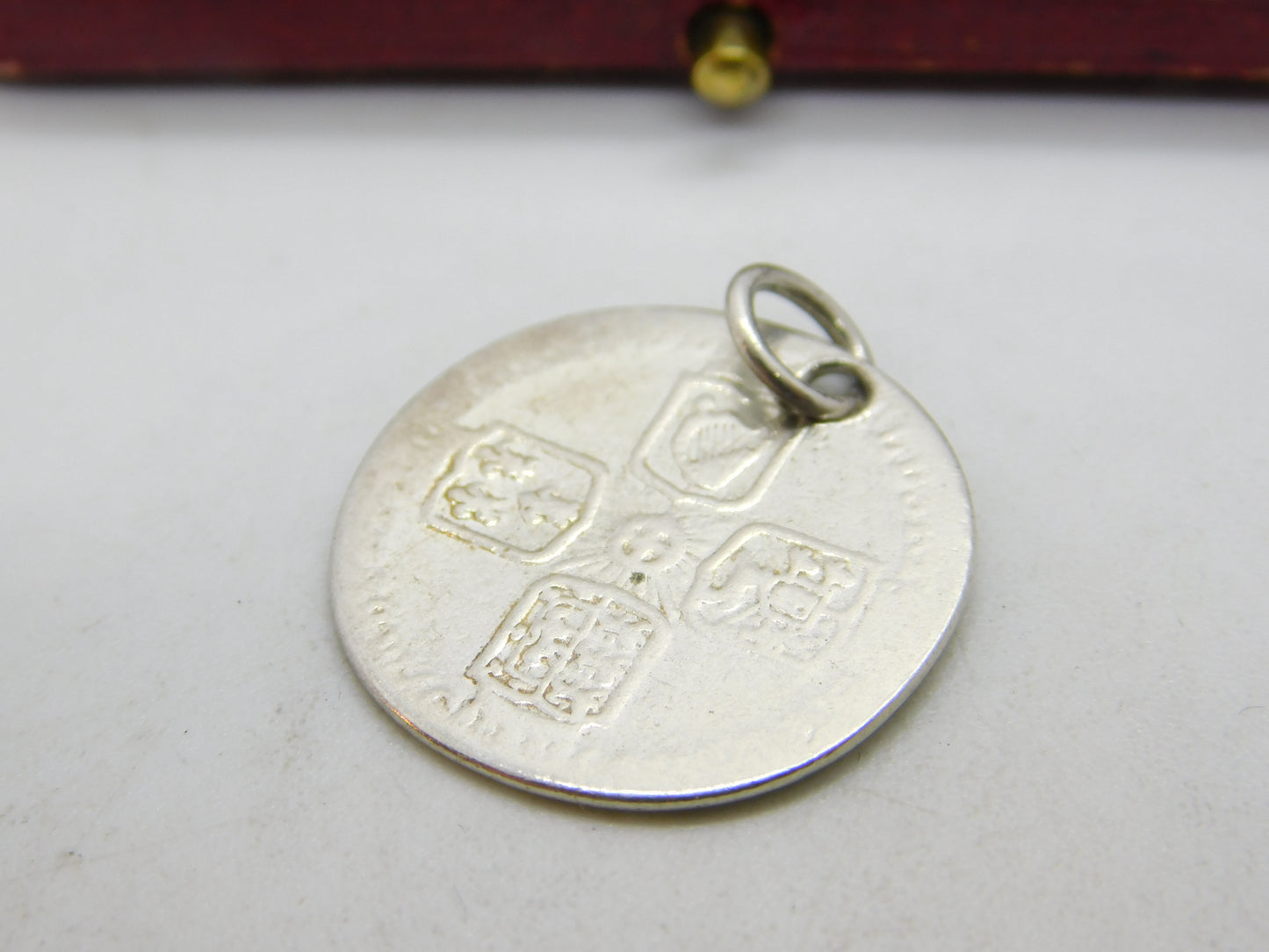 King George II Sterling Silver Sixpence Coin Charm Pendant 1731 Antique