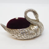 Sterling Silver Novelty Swan Form Pin Cushion Vintage 1981 London