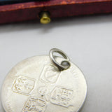 King George II Sterling Silver Sixpence Coin Charm Pendant 1731 Antique