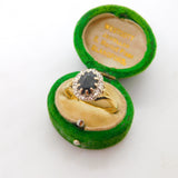 18ct Yellow Gold, 1ct Sapphire & Diamond Dress Ring Vintage 1973 London