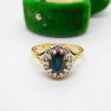 18ct Yellow Gold, 1ct Sapphire & Diamond Dress Ring Vintage 1973 London