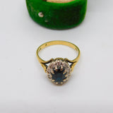 18ct Yellow Gold, 1ct Sapphire & Diamond Dress Ring Vintage 1973 London