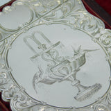 Boxed Victorian Sterling Silver Doves in Fountain Card Case Antique 1846 Birmingham